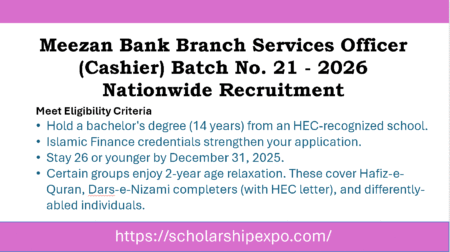 Meezan Bank Branch Services Officer (Cashier) Batch No. 21 – 2026 Nationwide Recruitment Meezan Bank BSO Batch 21 2026
